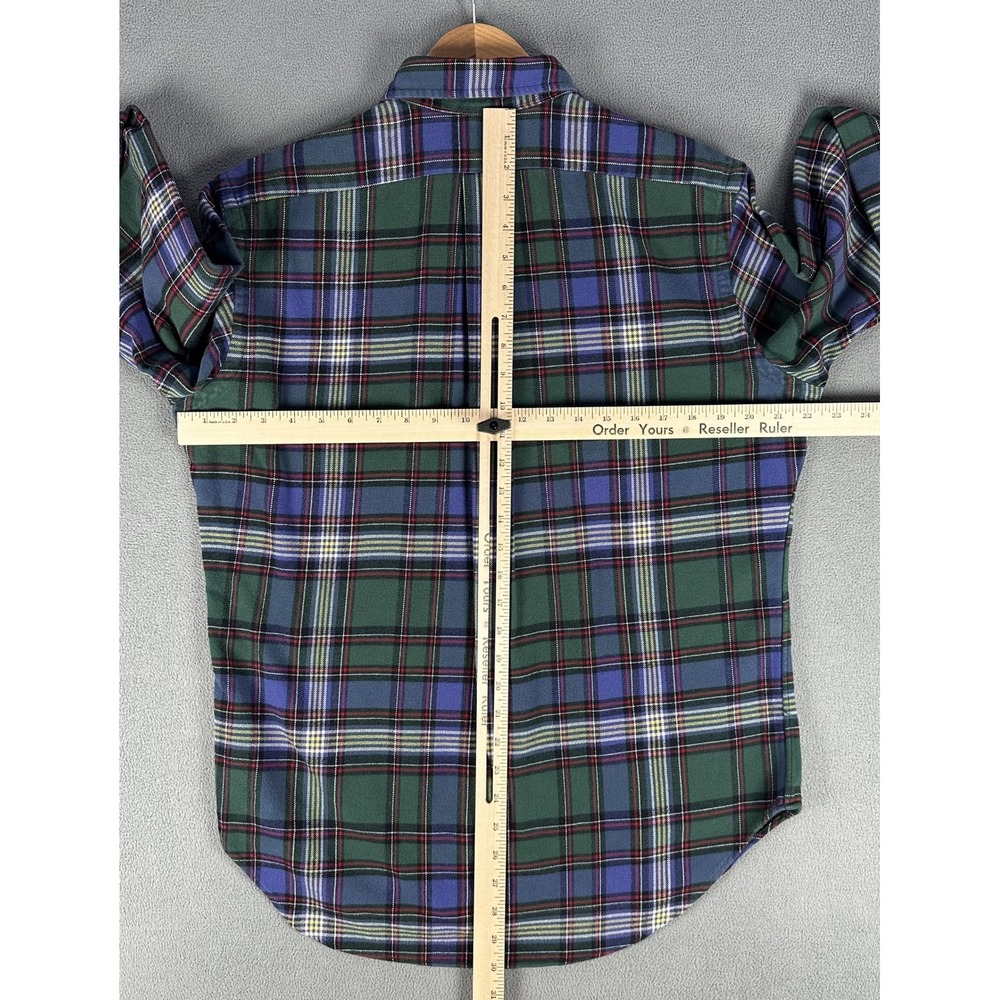 Ralph Lauren Shirt Medium Green Purple Blue Tartan Classic Flannel Pony Logo - Picture 5 of 9